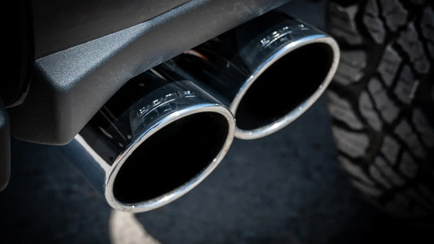 Borla cat-back exhaust system for 20-26 Ford F250/F350 Super Duty 7.3L V8, showing stainless steel pipes and muffler.