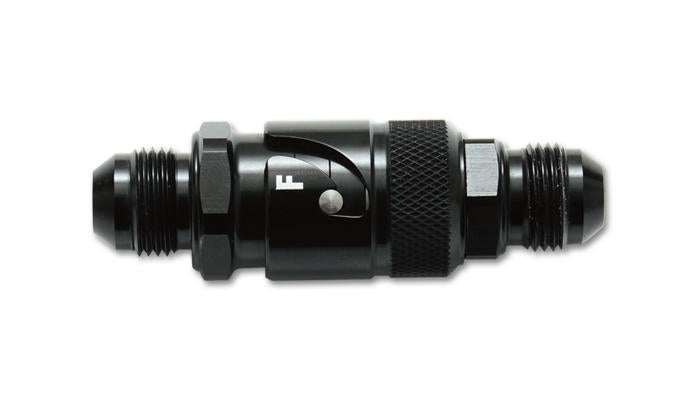 Vibrant quick disconnect EFI adapter fitting -6AN flare to 3/8 inch hose for fuel system connections and performance applications.