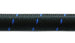 Vibrant -8 AN two-tone black and blue nylon braided flex hose, 5-foot roll, durable automotive fluid transfer hose.