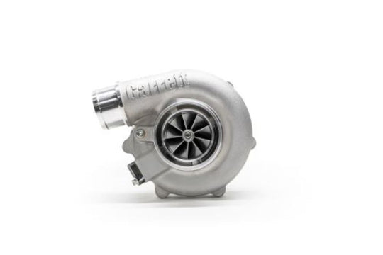 Garrett G25-550 Super Core standard rotation assembly showing metallic turbine wheel and housing for turbocharger.