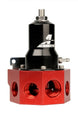 Aeromotive fuel pressure regulator with 30-120 PSI range, .500 valve, four AN-08 and AN-10 inlets, and AN-10 bypass connection.