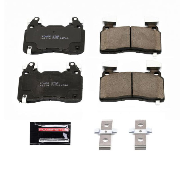 PowerStop Z23 Evolution Sport brake pads with hardware for front of 2015-2019 Cadillac CTS, high-performance brake component