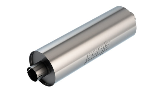 Borla 3-inch center inlet/outlet touring muffler with 7.75-inch diameter and 24-inch body, featuring notched design for performance.