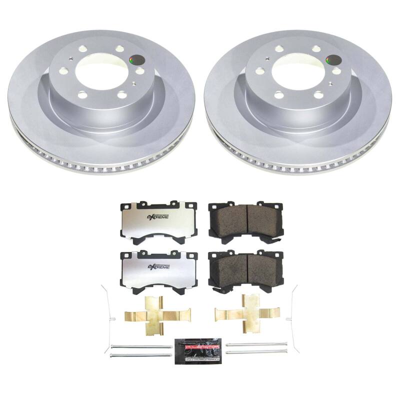 PowerStop Z36 coated front brake kit for Toyota Sequoia 23-26, including brake pads and rotors for truck and tow performance.
