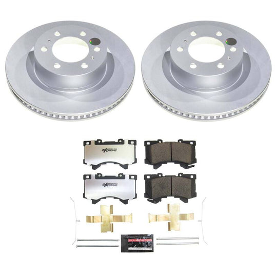 PowerStop Z36 coated front brake kit for Toyota Sequoia 23-26, including brake pads and rotors for truck and tow performance.