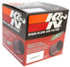 K&N Universal 3-inch Flange air filter with polished top, 6-inch base, 5 1/4-inch top, and 5-inch height for drop-in applications