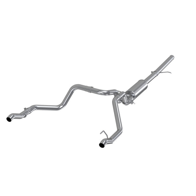 MBRP catback exhaust system for 2019 Chevrolet Silverado 1500 with 4.3L/5.3L engine, dual rear exit, T409 stainless steel.