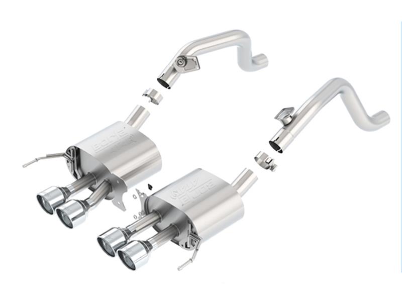 Borla catback exhaust system for 2014-2015 Chevy Corvette C7 with quad rear tips, non-AFM, non-NPP rear section.