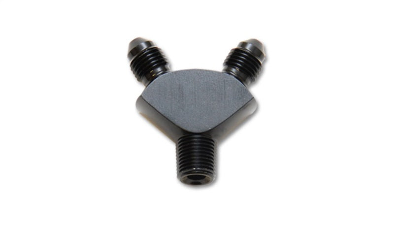 Vibrant aluminum -3AN x -3AN x 1/8-inch NPT Y-adapter fitting showing threaded ports and smooth metal finish.
