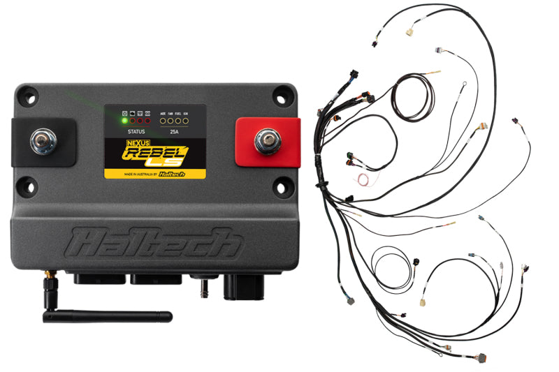 Haltech NEXUS Rebel LS Gen III cable throttle and EV1 injectors for manual transmission, part of Haltech's programmers and tuners lineup.