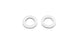 Pair of Vibrant -12AN PTFE washers for bulkhead fittings, shown in close-up with a metallic finish and precise detailing.