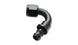 Vibrant 120-degree push-on hose end elbow fitting for -8AN hoses, made of durable metal, designed for secure, tight connections.