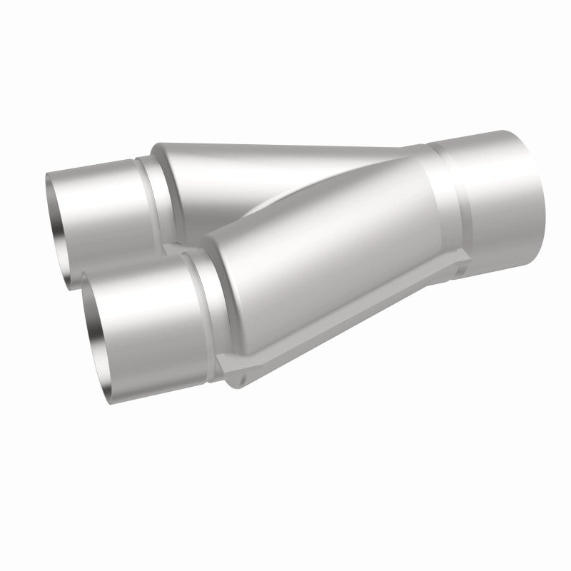 Magnaflow Y Pipe with 2.5/3 inch diameter and 10-inch length, made of aluminum, for automotive exhaust systems.