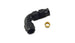 Vibrant 3/8-inch tube to -6AN female 90-degree union adapter fitting with olive inserts for automotive or industrial fluid connections.