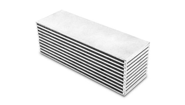 Vibrant 12-inch water-to-air intercooler core with 4-inch height and thickness, ready for high-performance cooling applications