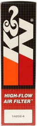 K&N Engineering oval drop-in air filter with 11.5-inch length, 8.125-inch width, and 2-inch height, designed for vehicle air intake systems.