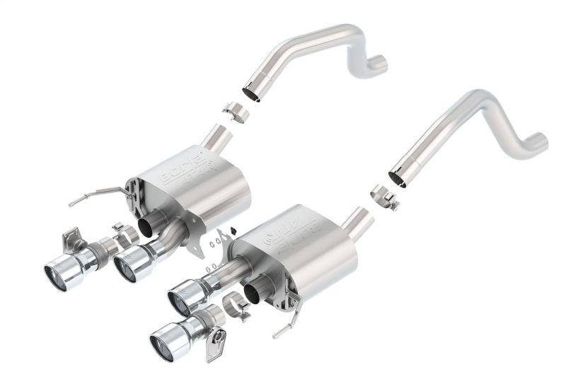 Borla catback exhaust system for 2015 Chevy Corvette C7 ZO6 6.2L with quad RD RL tips and center rear exit design.