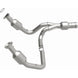 MagnaFlow direct fit catalytic converter for 2015 GMC Yukon XL V8 6.2L engine, showing the metallic converter with inlet and outlet pipes.