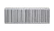 Vibrant vertical flow intercooler core with 24-inch width, 8-inch height, and 3.5-inch thickness showing metal fins and end tanks.