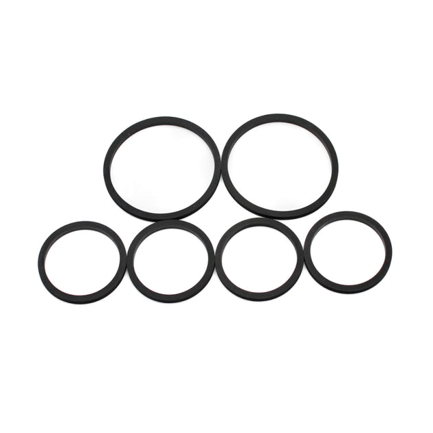 Wilwood brake caliper rebuild kit with six square seals in 1.62, 1.12, and 1.12 sizes, featuring O-rings for brake calipers.