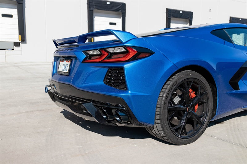CORSA Performance Corsa 20-25 Corvette C8 catback exhaust with 3-inch valved system and black quad tips, fitting factory performance deletes