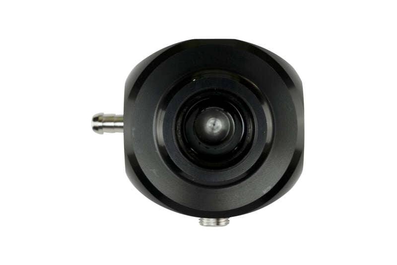 Turbosmart FPR10 Pro-Lite black fuel pressure regulator with metal fittings and gauge connection for automotive performance.