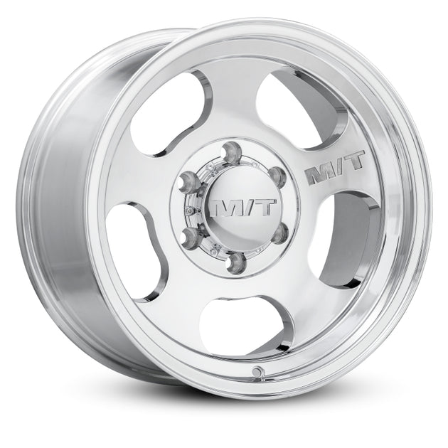 Mickey Thompson Canyon 16x10 cast wheel with 8x6.5 bolt pattern, polished finish, -25 offset, 4.52-inch backspacing, 125.2mm bore