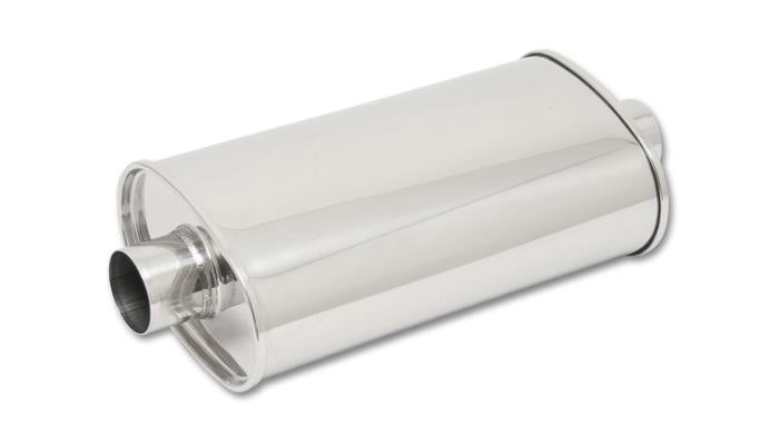 Vibrant StreetPower oval muffler in long body, 5x9x15 inches, with 2.25-inch I.D. and out center-center design, showcasing the muffler.