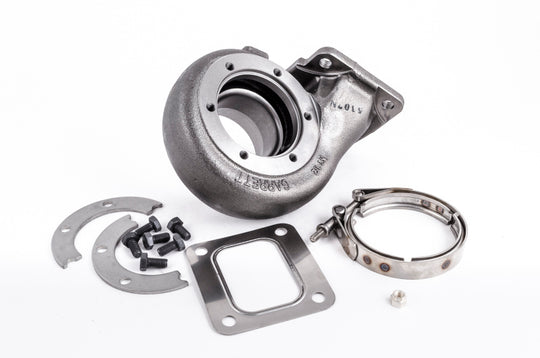 Garrett GT35R turbine housing kit with T4/V-band connection, 0.82 A/R, Hi Sil finish, for turbocharger upgrades.