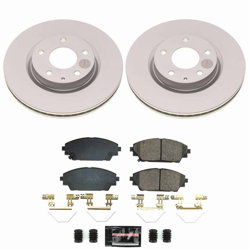 PowerStop Mazda CX-30 front Z23 coated performance brake kit with rotors and pads, designed for enhanced stopping power.