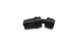 Vibrant -12AN AL 30 Degree Elbow Hose End Fitting in black aluminum, showing the smooth curved fitting with threaded ends.