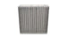 Vibrant vertical flow intercooler core with 12-inch width, 12-inch height, and 3.5-inch thickness, showcasing metal fins and end tanks.