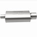 MagnaFlow stainless steel muffler with tip, 14x5x8 inches, designed for automotive exhaust systems with 2.25/4 inch inlet and outlet.