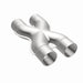 MagnaFlow Smooth Trans X 2.5/2.5 stainless steel X pipe for exhaust systems, shown in a close-up image.