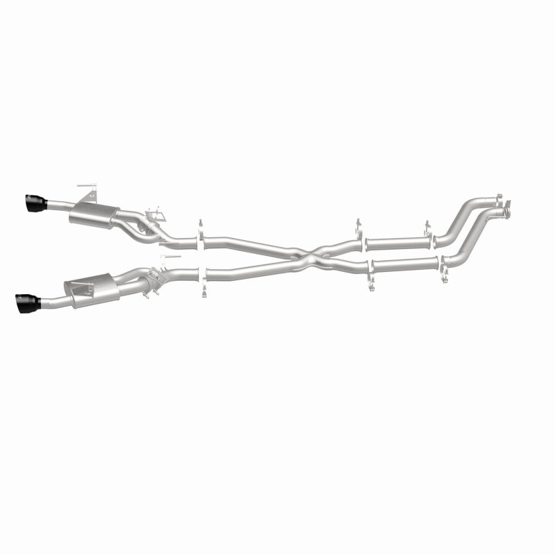 Magnaflow 26+ Dodge Charger 3.0L SPEQ Cat-Back Exhaust System installed on a vehicle, showcasing the stainless steel pipes and muffler.
