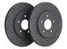 Hawk Performance drilled and slotted front brake rotor set for 2007 Cadillac Escalade, high-performance brake rotors with slots and drill holes.