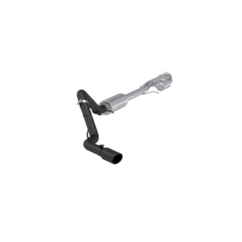 MBRP 19-24 Chevrolet Silverado/Sierra 2.7L catback exhaust with black-coated aluminum steel, 3-inch pipe, single side, 4-inch black tip