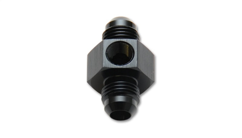 Vibrant -6AN male union adapter fitting with 1/8 inch NPT port, durable metal construction for fluid connection.