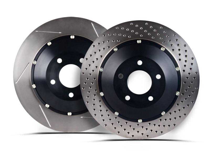 StopTech Ford S197 Mustang replacement right slotted AeroRotor brake rotor, 355x32mm, 2-piece slotted brake rotor for improved braking performance.