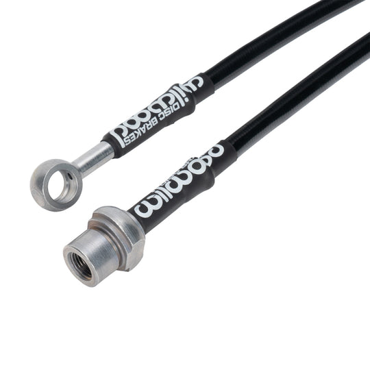 Wilwood rear brake line kit for Toyota Sequoia 2008-2020, flexible brake line replacement showing metal fittings and braided hose.
