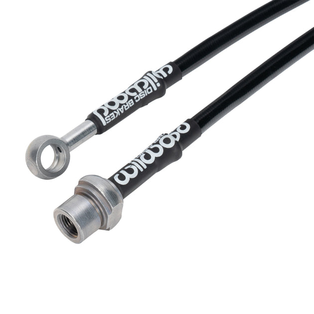 Wilwood rear brake line kit for Toyota Sequoia 2008-2020, flexible brake line replacement showing metal fittings and braided hose.
