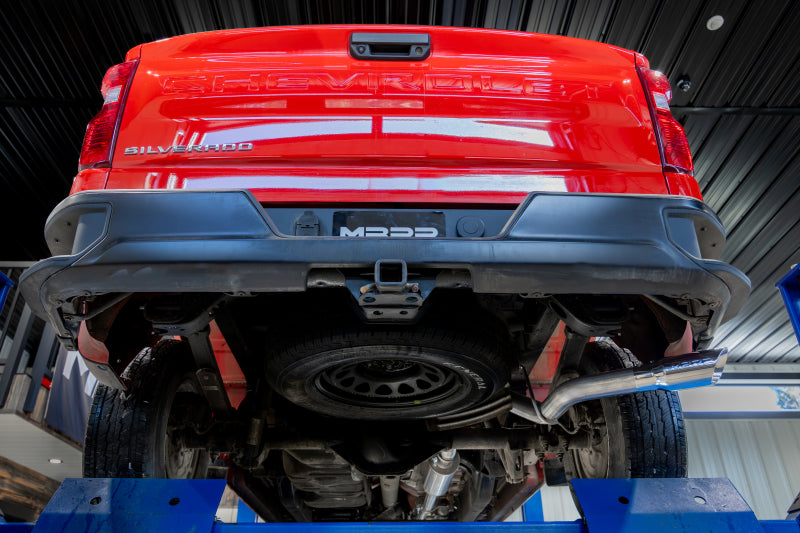 MBRP catback exhaust system for 2019-2024 Chevy Silverado/Sierra 1500 with 2.7L engine, T304 stainless steel, single side dual wall tip