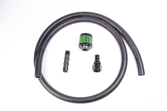 Radium Engineering 12AN fuel cell vent kit with fuel lines, featuring durable fittings and hoses for automotive fuel system ventilation.