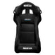 Black Sparco Circuit II QRT race seat with racing harness and side bolsters, designed for high-performance driving.