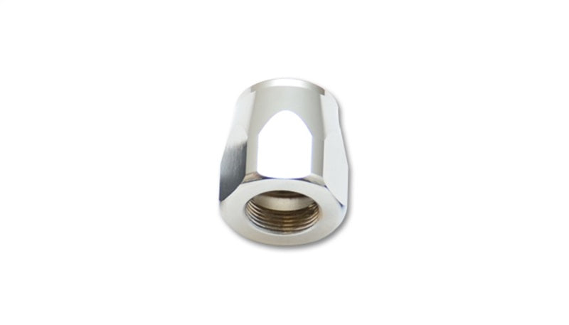 Silver Vibrant -6AN Hose End Socket fitting for high-performance fluid connections, shown with detailed metal construction.