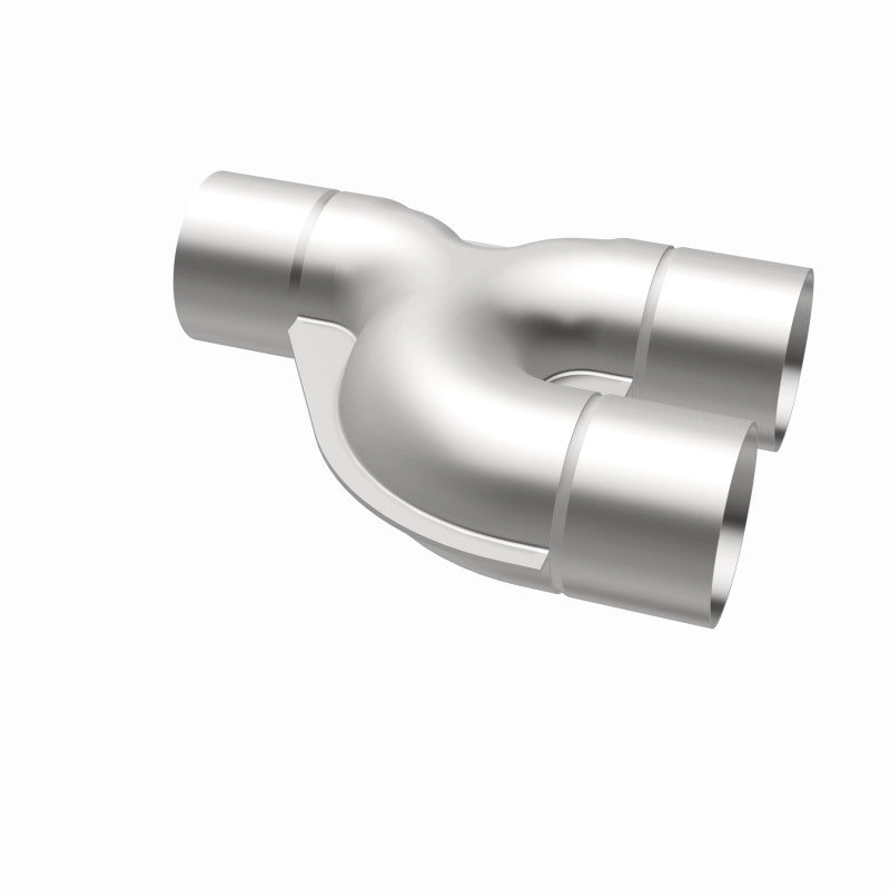 MagnaFlow Smooth Trans Y pipe, 2.50-inch stainless steel with 90-degree bend, designed for automotive exhaust systems.