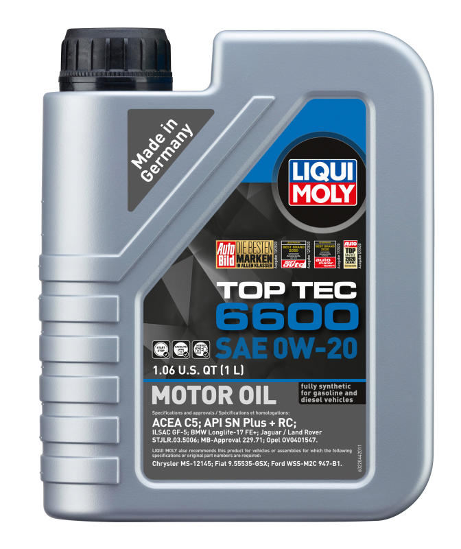 LIQUI MOLY Top Tec 6600 1L motor oil SAE 0W20, high-quality engine oil for optimal vehicle performance