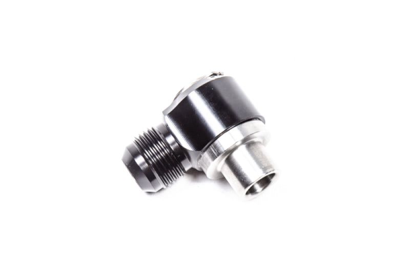 Radium Engineering 10AN male swivel banjo fitting with 17.5mm press fit, shown in close-up view with detailed metal finish.