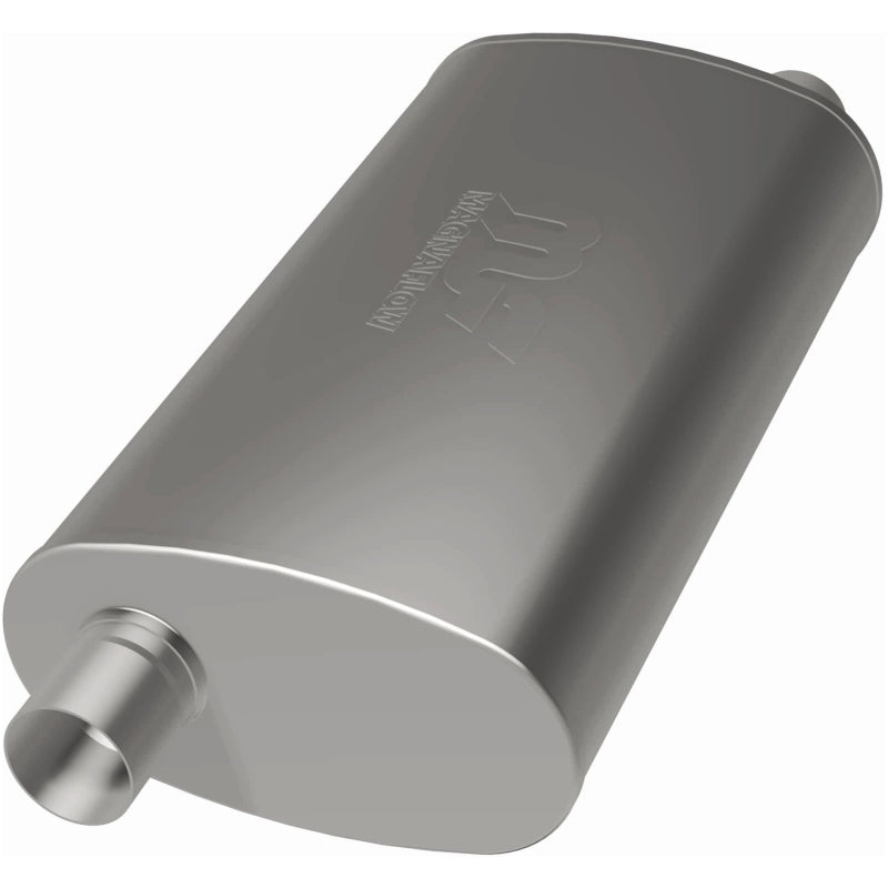 MagnaFlow Mag SS muffler with 22x5x11 inch dimensions and 3x3 inlet/outlet, stainless steel construction, visible in the image.