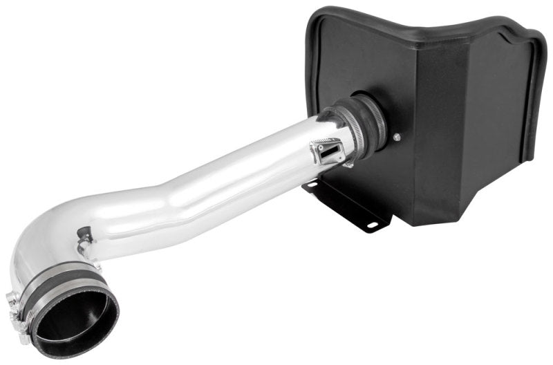 K&N 77 Series Performance Cold Air Intake Kit installed in a Chevy Silverado, GMC Sierra, Suburban, Tahoe, or Yukon, showcasing the intake components.
